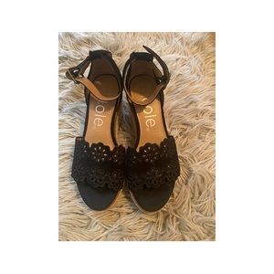 Black wedge sandals